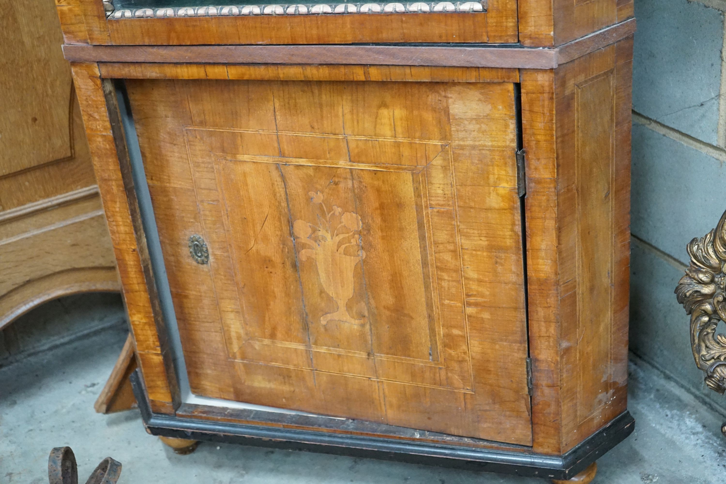 A 19th century Continental walnut standing corner cabinet, width 82cm, depth 50cm, height 177cm